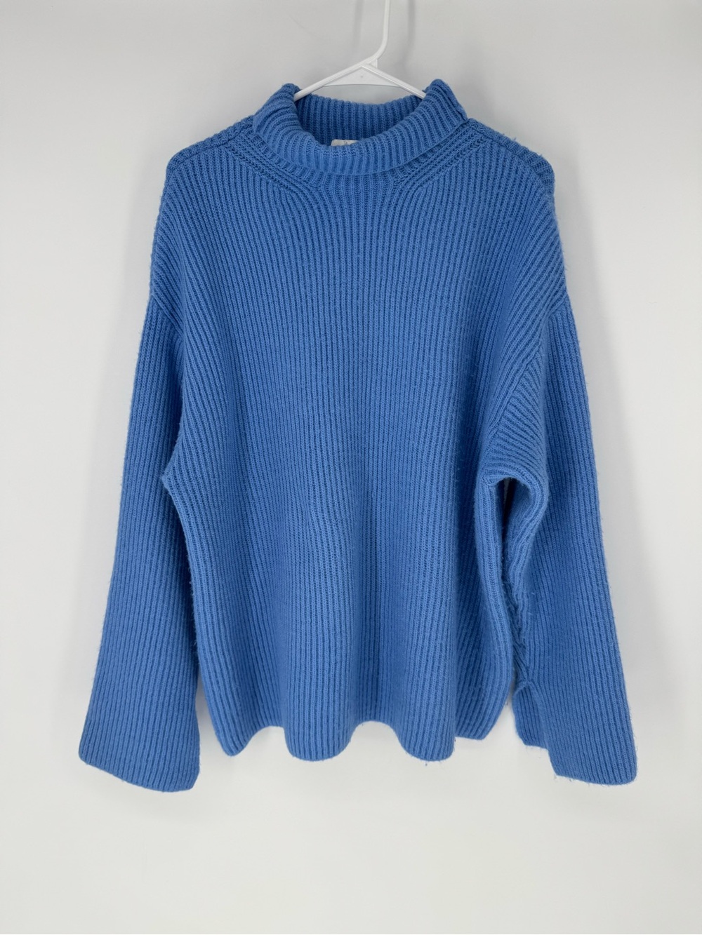 H&M Blue Ribbed Cowl Neck Sweater